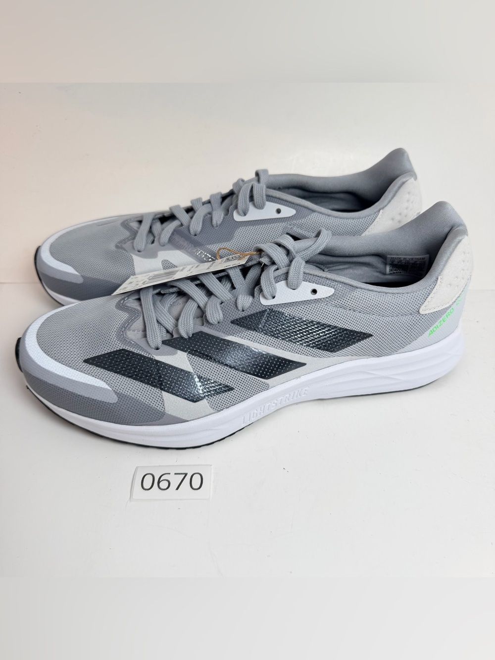 adidas Men's Gray Mesh Running Shoes with Black Stripes